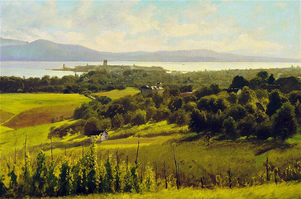 Wilhelm Bode Blick von der Bäuerlinshalde über Lindau auf den Bodensee