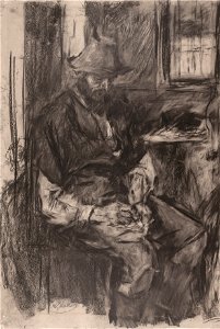 Wilhelm Leibl - Farmer at a Table, Stuffing His Pipe, 1894 - Google Art Project