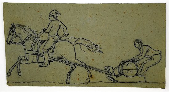 Wilhelm Marstrand - En hest, to mænd og en slæde