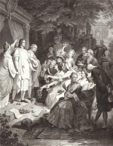 Wilhelm Kaulbach & Johann Leopold Raab - Goethe in Weimar, Kupferstich, um 1850