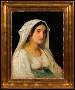 Wilhelm Marstrand - An Italian Woman From the Area of Lake Albano Wearing a White Head Piece - NM 7423 - Nationalmuseum