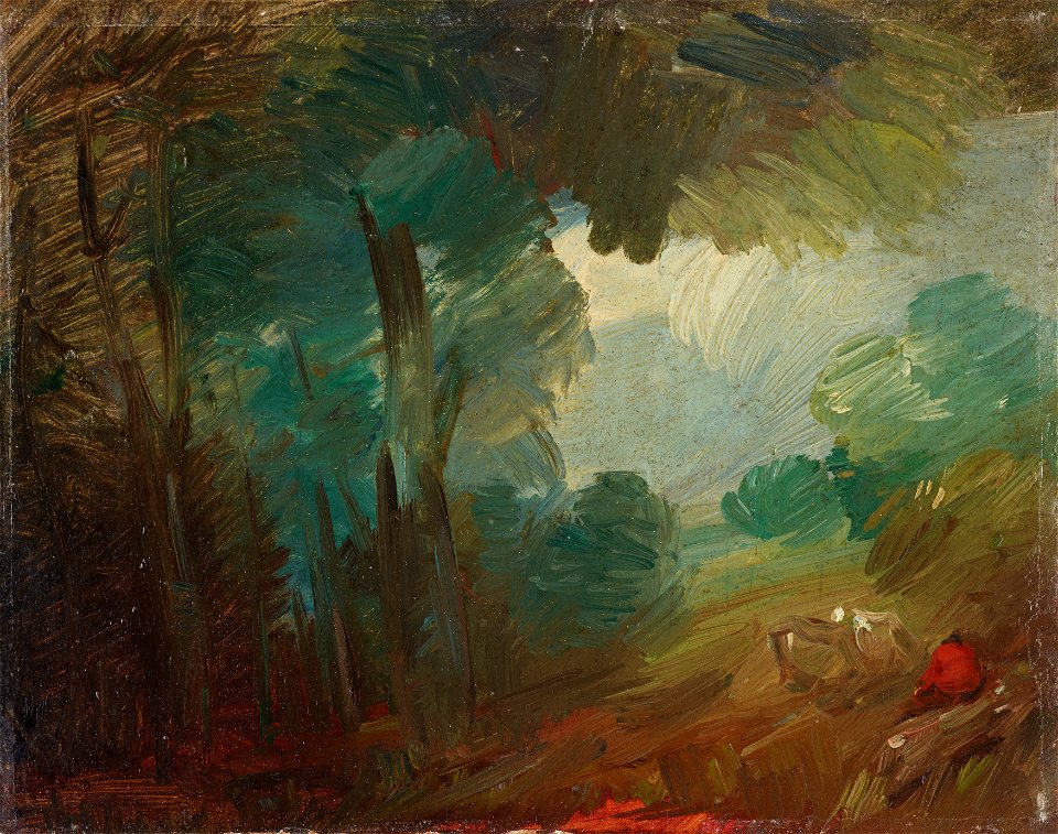 Wilhelm Busch - Waldlandschaft mit Kühen und Bauern - 3807 - Österreichische Galerie Belvedere