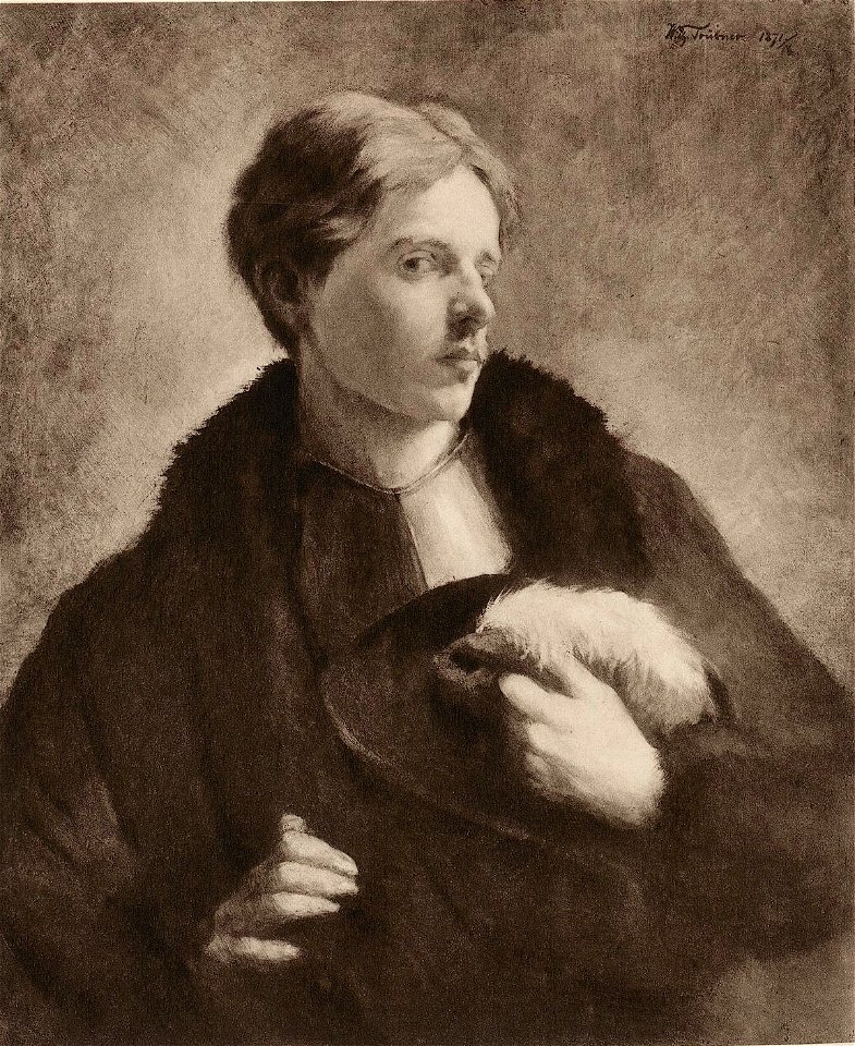 Wilhelm Trübner - Selbstbildnis in Rüstung und Federhut, 1876