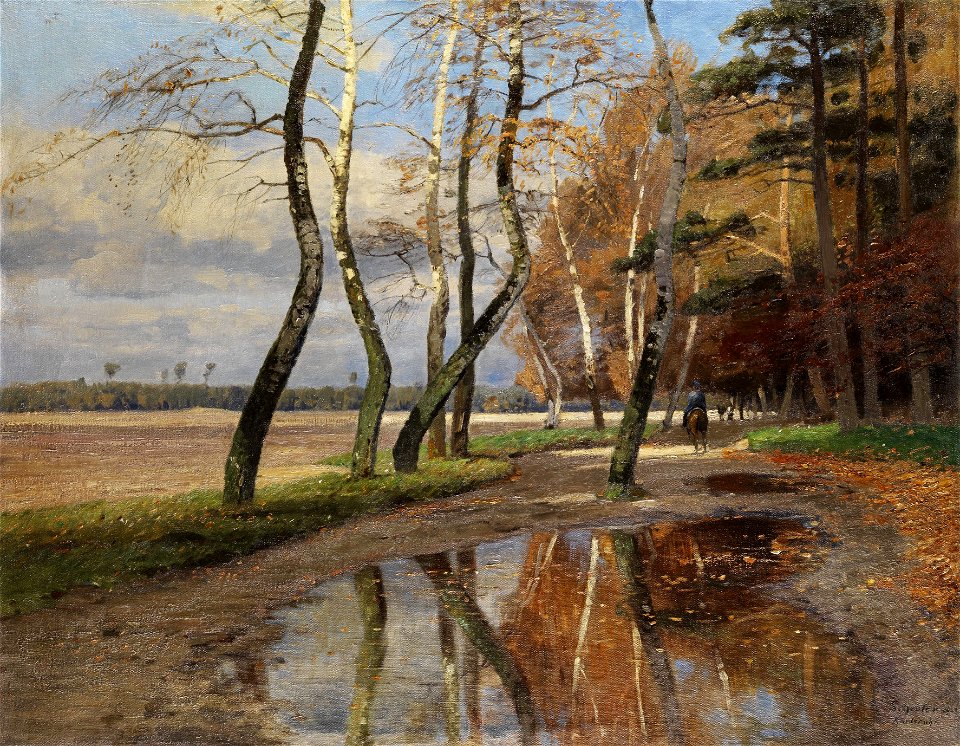 Wilhelm Schroeter Reiter unter herbstlichen Bäumen 1903