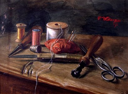 Wilhelm Wittmann Stilleben mit Nähutensilien