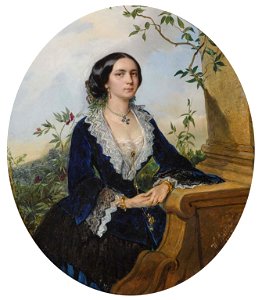 Wilhelm Richter Bildnis einer Dame im blauen Samtkleid