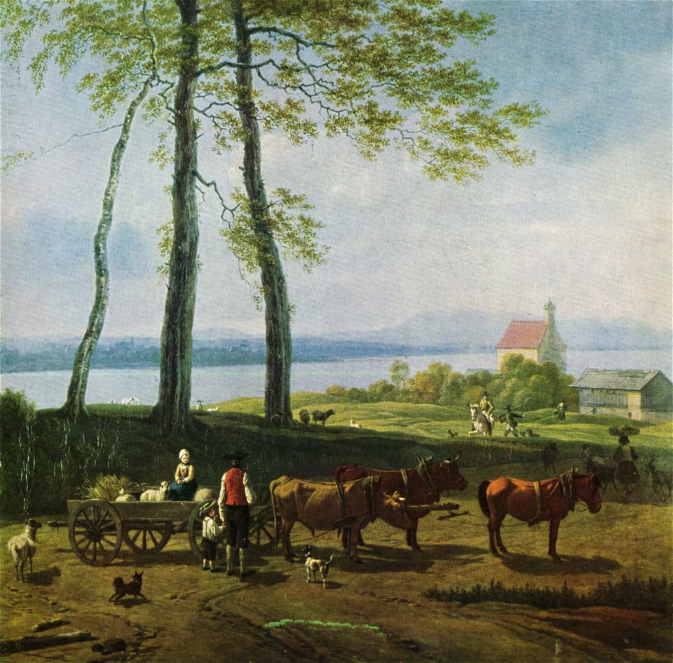 Wilhelm von Kobell Bauernwagen vor Schondorf am Ammersee 1815