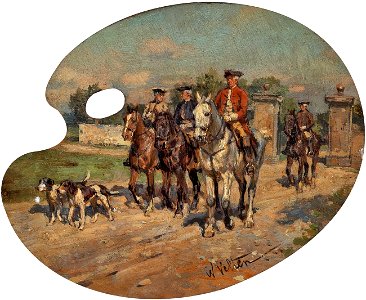 Wilhelm Velten Ausritt zur Jagd (Palette)