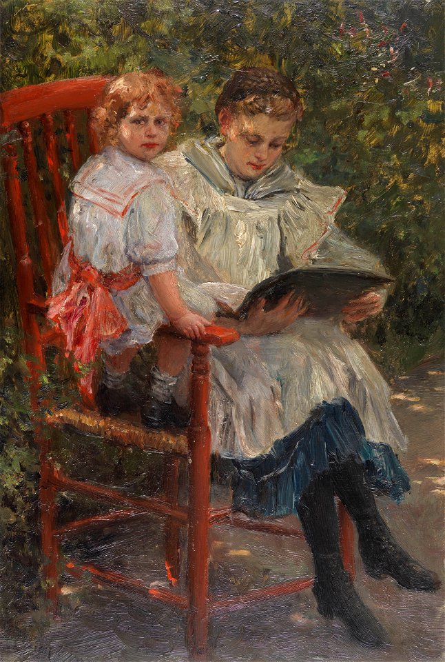 Wilhelm Räuber Beim Vorlesen (Die Töchter des Künstlers)