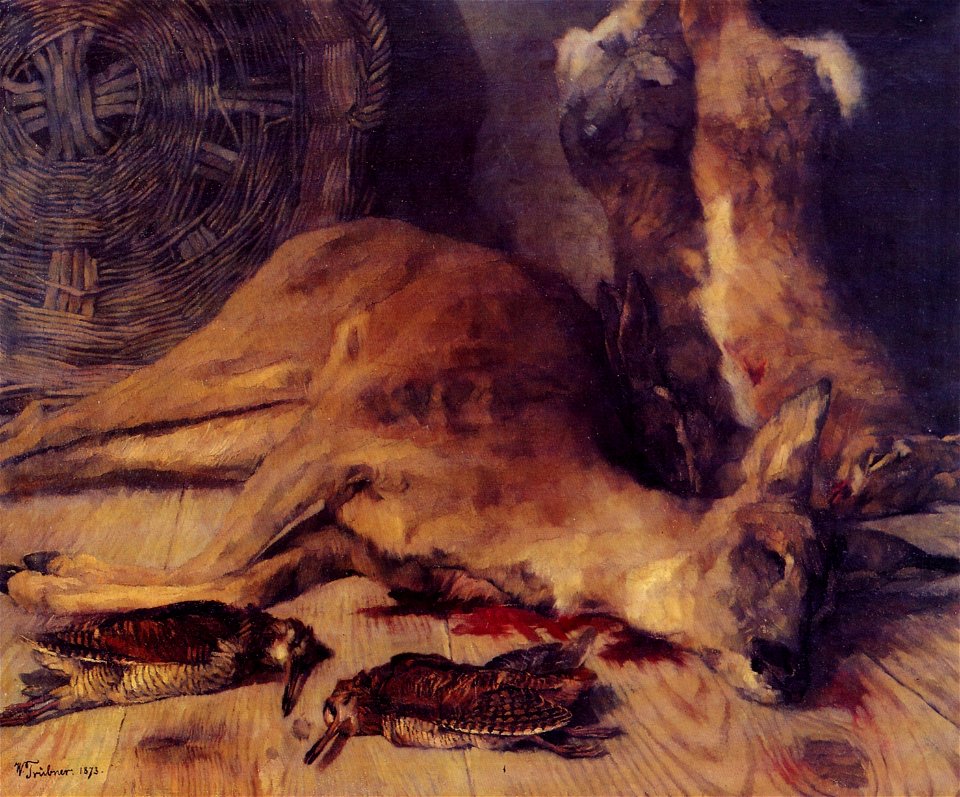 Wilhelm Truebner Stillleben mit Reh Hasen und Schnepfen