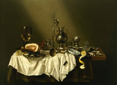 Willem Claesz Heda - Banquet Piece with Ham - Google Art Project. Free illustration for personal and commercial use.