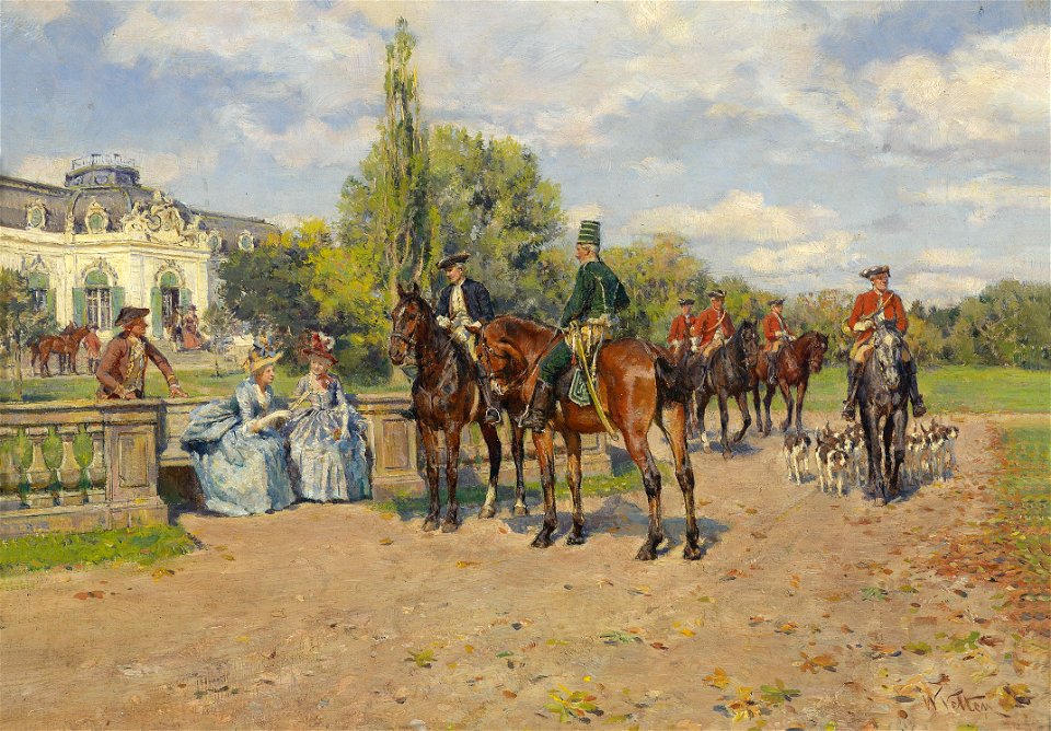 Wilhelm Velten Jagdgesellschaft vor dem Schloss