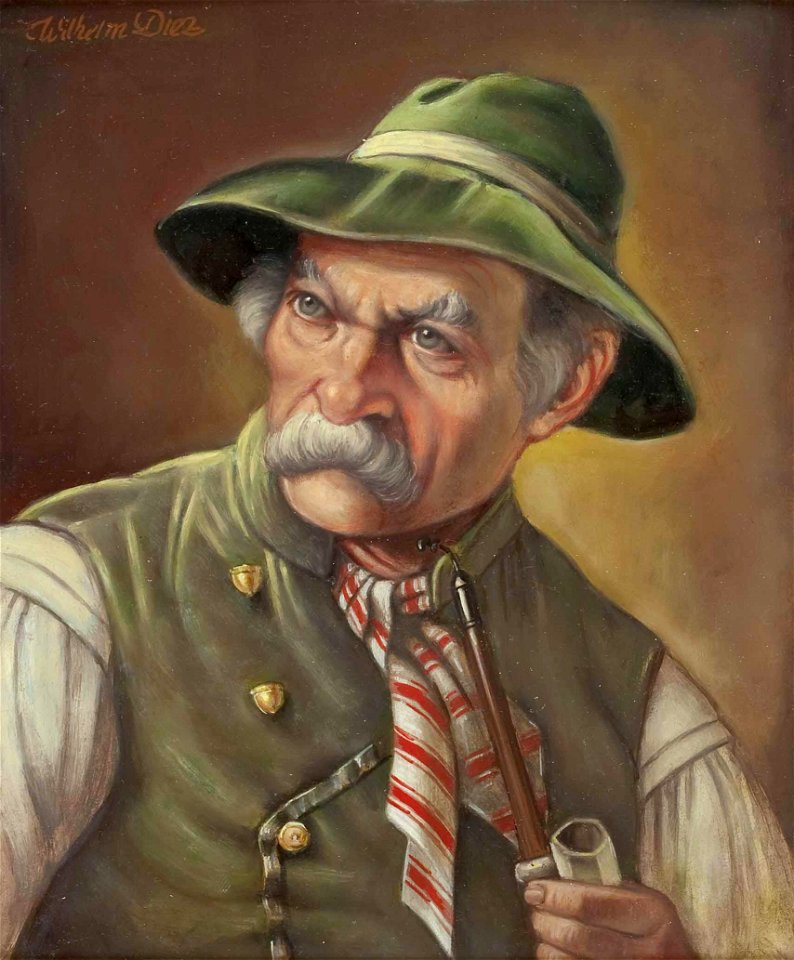 Wilhelm von Diez Bauer mit Pfeife