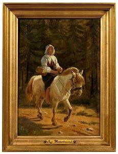 Wilhelm Marstrand - A Woman from Dalecarlia Riding Barefooted on a White Horse - NM 7475 - Nationalmuseum