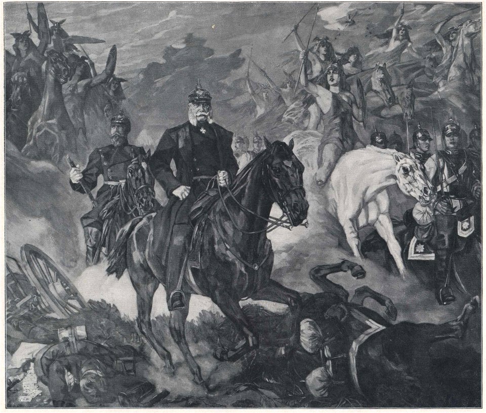 Wilhelm Trübner Kaiser Wilhelm auf dem Schlachtfelde von den Walküren begrüßt