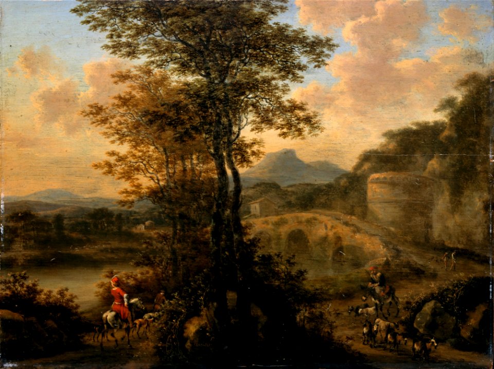 Willem de Heusch - Italian River Landscape with Stone Bridge - Google Art Project