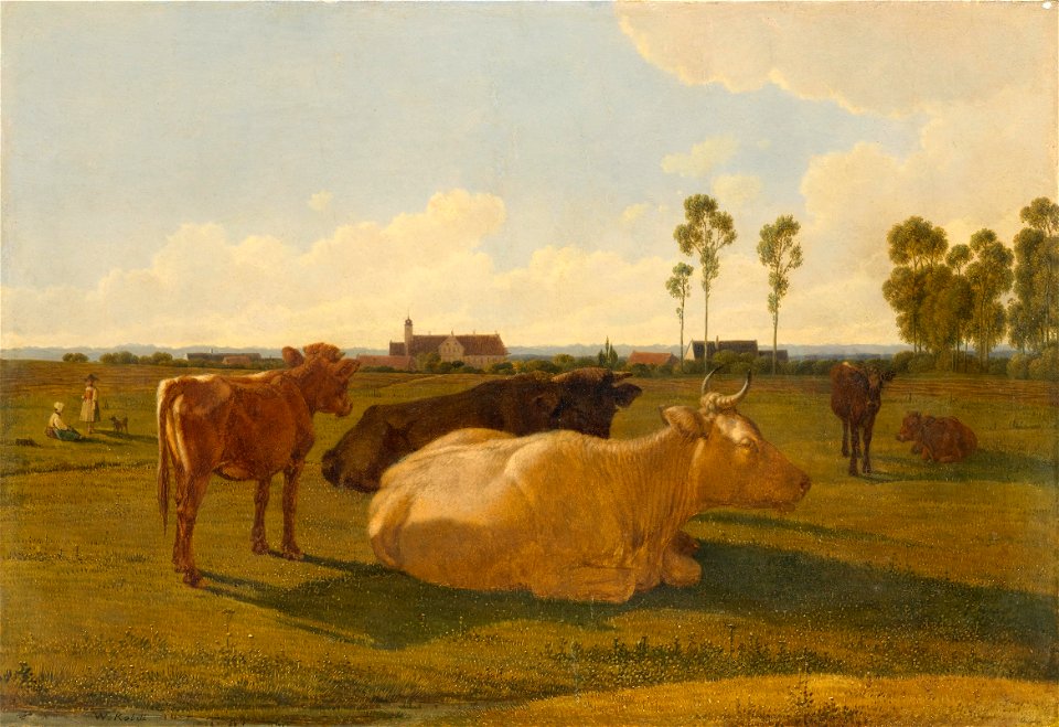 Wilhelm von Kobell Landschaft mit Vieh bei Schloss Emming c1826