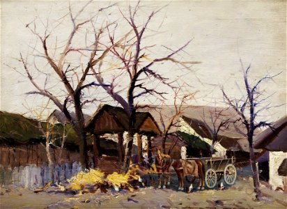 Wilhelm Sprenger Pferdekarren in einem Bauernhof