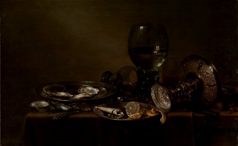 Willem Claesz. Heda - Still Life with Oysters, a Silver Tazza, and Glassware. Free illustration for personal and commercial use.