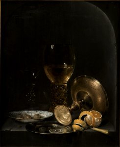 Willem Claesz. Heda - Still life. Breakfast Piece in a Stone Niche - KMS7285 - Statens Museum for Kunst
