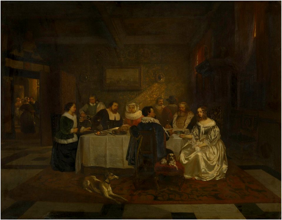 Willem Linnig the Elder - Festive dinner. Free illustration for personal and commercial use.