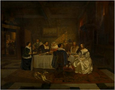 Willem Linnig the Elder - Festive dinner. Free illustration for personal and commercial use.