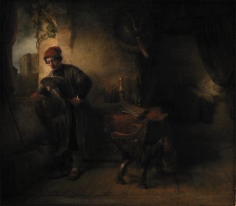 Willem Drost - Standing Young Man at the Window in his Study Reading, known as 'The Student' -dep6