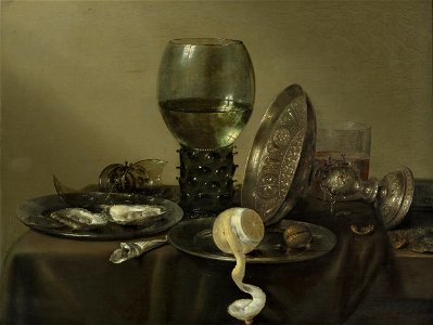 Willem Claesz. Heda - Still Life with Oysters, a Rummer, a Lemon and a Silver Bowl - Google Art Project. Free illustration for personal and commercial use.