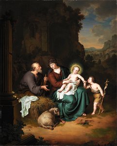 Willem van Mieris - The Holy Family and Saint John the Baptist - 2004.13 - Detroit Institute of Arts. Free illustration for personal and commercial use.