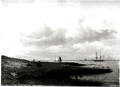 Willem Anthonie van Deventer - De oever van een rivier bij stil weer - SA 1995 - Amsterdam Museum