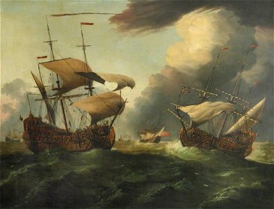 Willem van de Velde II (1633-1707) - Two English Third-Rates at Sea in a Gale - BHC0869 - Royal Museums Greenwich