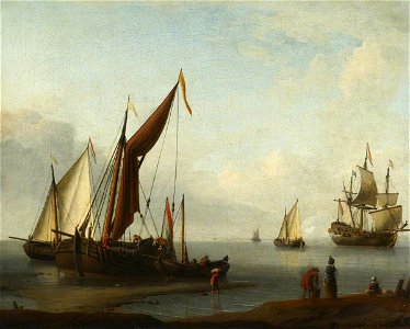 Willem van de Velde II (1633-1707) (follower of) - Dutch Craft Ashore - BHC0886 - Royal Museums Greenwich