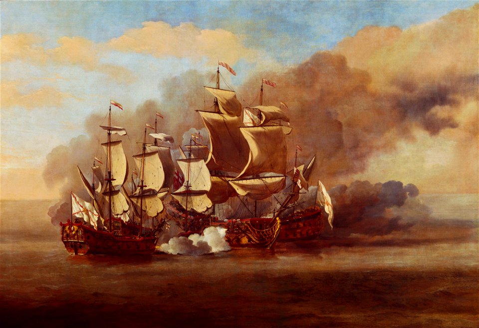 Willem van de Velde the Younger (1633-1707) - An English Indiaman Attacked by Three Spanish Privateers - RCIN 405154 - Royal Collection