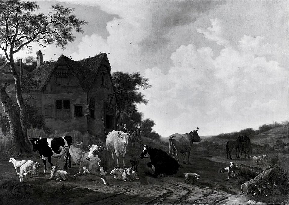 Willem Romeyn - Ochsen und Ziegen vor einem Gasthof - 12023 - Bavarian State Painting Collections