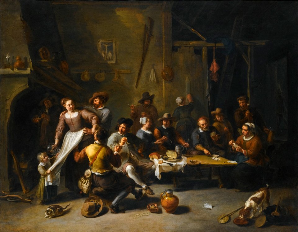 Willem van Herp - Tavern with merrymakers and card players