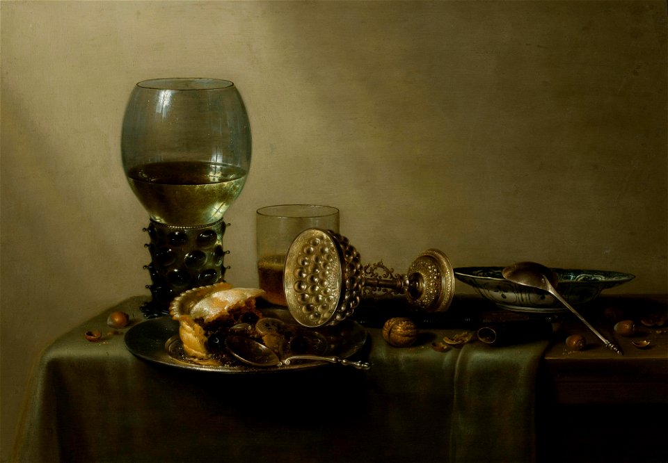Willem Claesz. Heda - Dessert, still life with cake, wine, beer and nuts - M.Ob.583 - National Museum in Warsaw