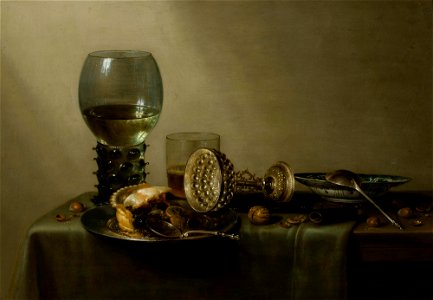 Willem Claesz. Heda - Dessert, still life with cake, wine, beer and nuts - M.Ob.583 - National Museum in Warsaw