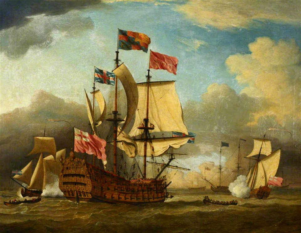 Willem van de Velde II (1633-1707) (follower of) - HMS 'Britannia' and Other Vessels - BHC3747 - Royal Museums Greenwich