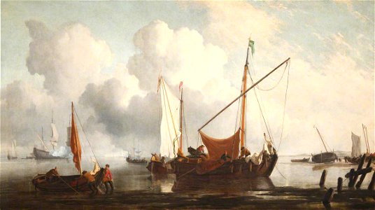 Willem van de Velde II (1633-1707) - A Calm, A Kaag near the Shore with Other Vessels - 1139759 - National Trust