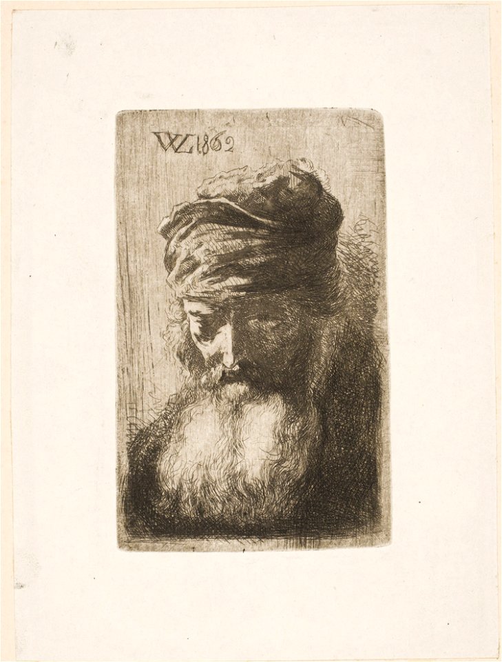 Willem Linnig II - Bearded Man in a Turban, Looking Down