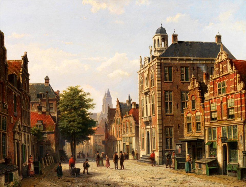 Willem Koekkoek Holländische Stadtansicht im Sommer