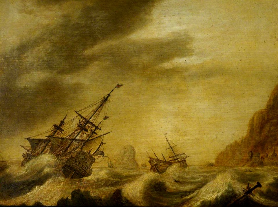 Willem van de Velde I (1611-1693) - A Wijdschip Close-Hauled in a Moderate Breeze - BHC0990 - Royal Museums Greenwich