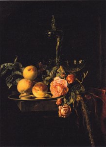 Willem van Aelst - Rosen und Pfirsiche - 1659