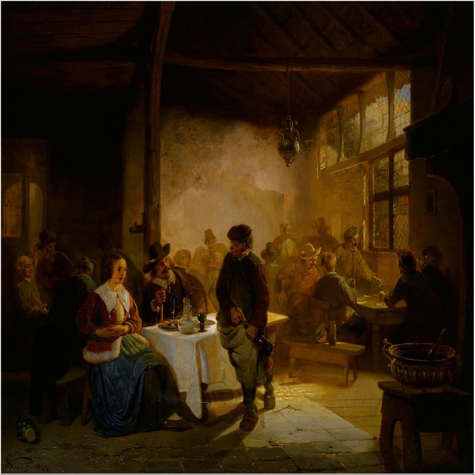 Willem Linnig the Elder - The tavern. Free illustration for personal and commercial use.