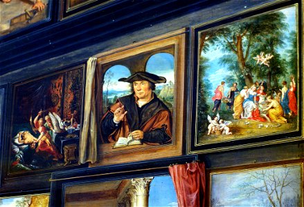 Willem van Haecht - Apelles painting Campaspe - detail upper right