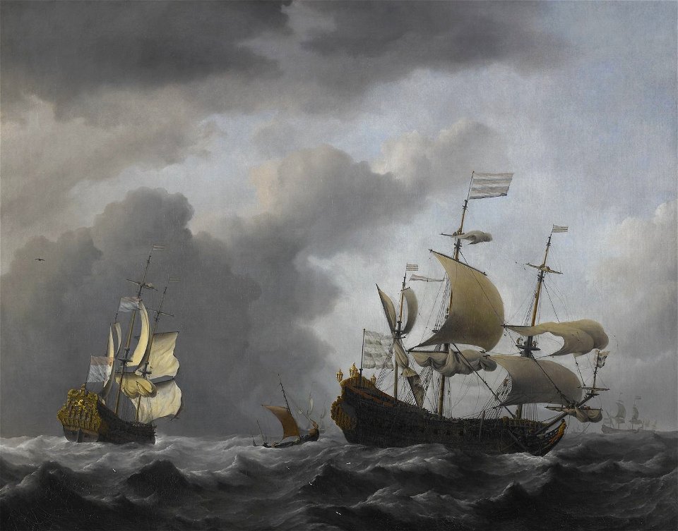 Willem van de Velde the Younger (1633-1707) - The 'Golden Leeuw' at Sea in Heavy Weather - RCIN 405324 - Royal Collection