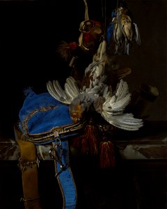Willem van Aelst - Hunt Still Life with a Velvet Bag on a Marble Ledge - BF.2002.3 - Museum of Fine Arts