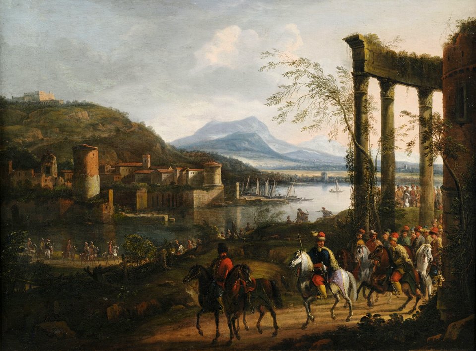 Willem van Bemmel (Werkstatt) Landschaft mit Reiterzug