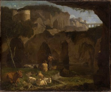 Willem Romeyn - Italian Landscape with Two Shepherds in a Ravine Cat608