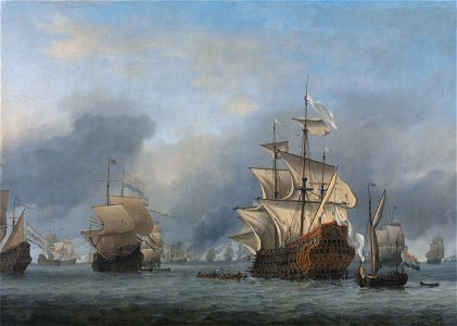 Willem van de Velde (II) - De verovering van het Engelse admiraalschip de 'Royal Prince'. Free illustration for personal and commercial use.